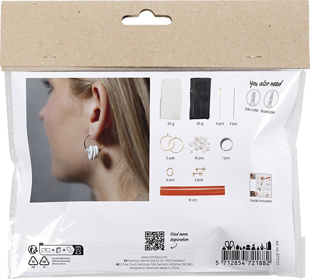 Mini Diy Kit Smykker - Øreringe - Sort - Hvid - 1Pk