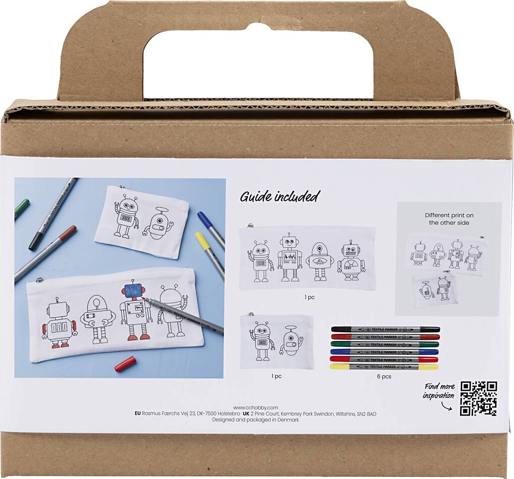 Mini Diy Kit Tekstilfarvelægning - Robot - Primærfarver