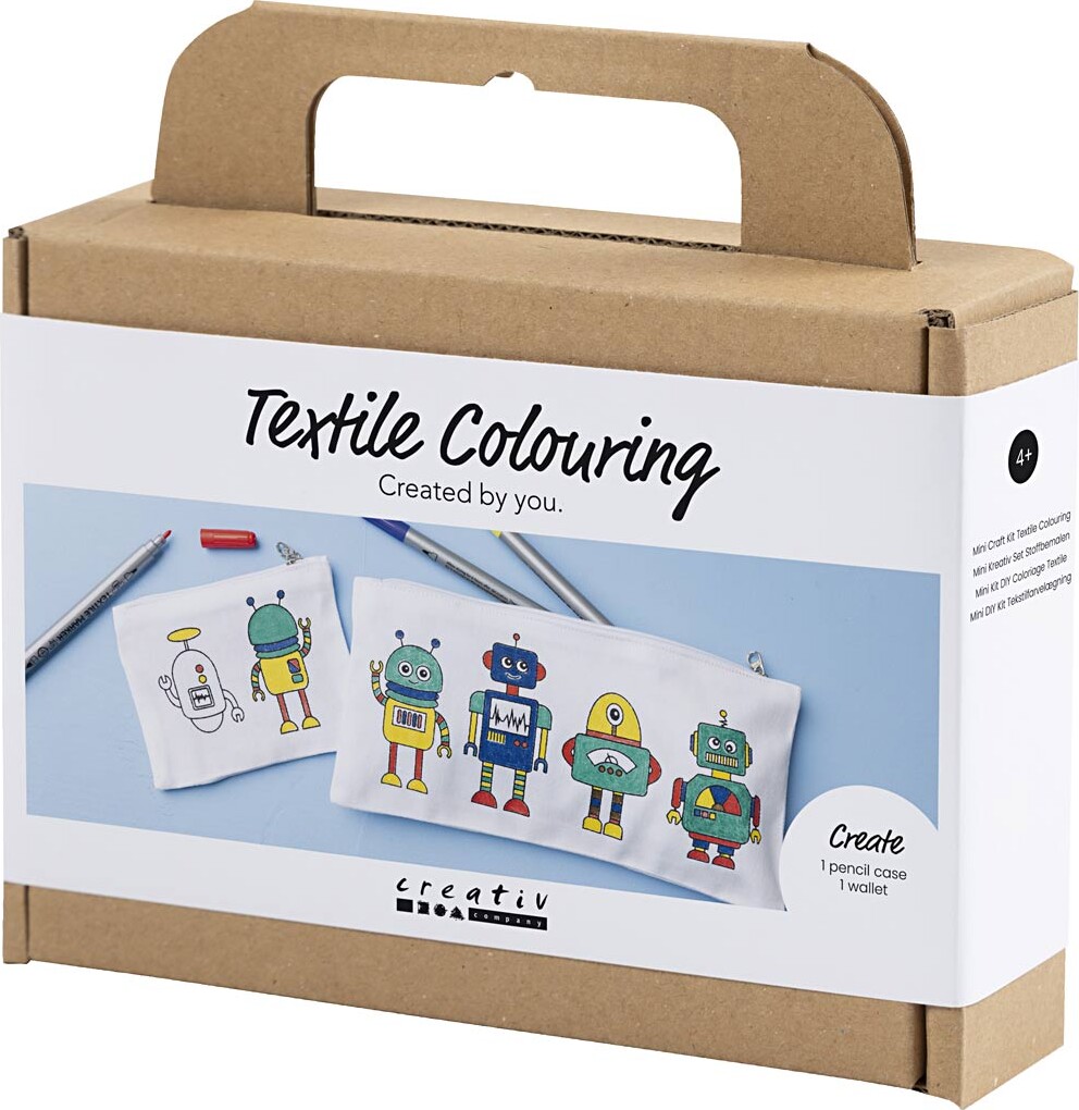 Mini Diy Kit Tekstilfarvelægning - Robot - Primærfarver