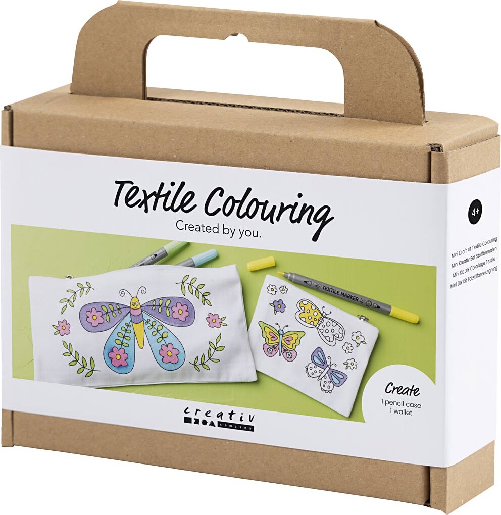 Mini Diy Kit Tekstilfarvelægning - Sommerfugl - Pastelfarver