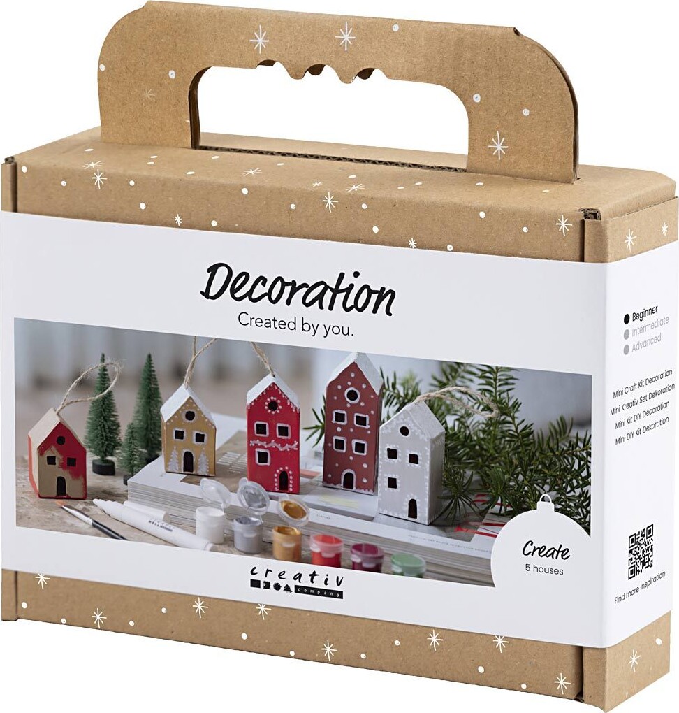 Mini Kreativt Sæt - Dekoration - Huse - Julefarver