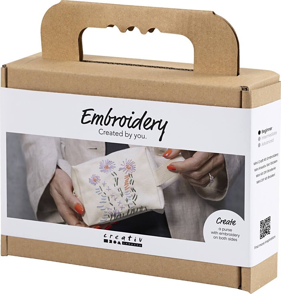 Mini Kreativt Sæt Med Broderi - Makeup-Pung - Creme