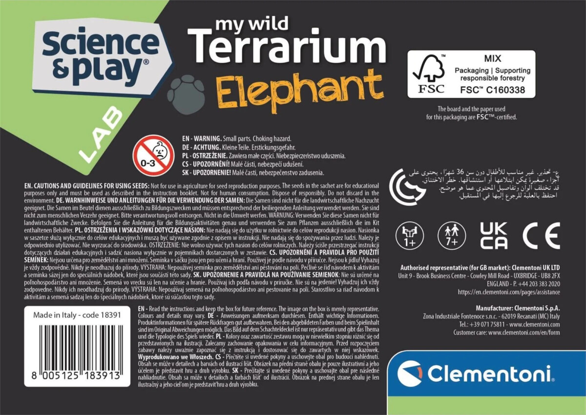Clementoni - Science Play - My Wild Terrarium - Elephant