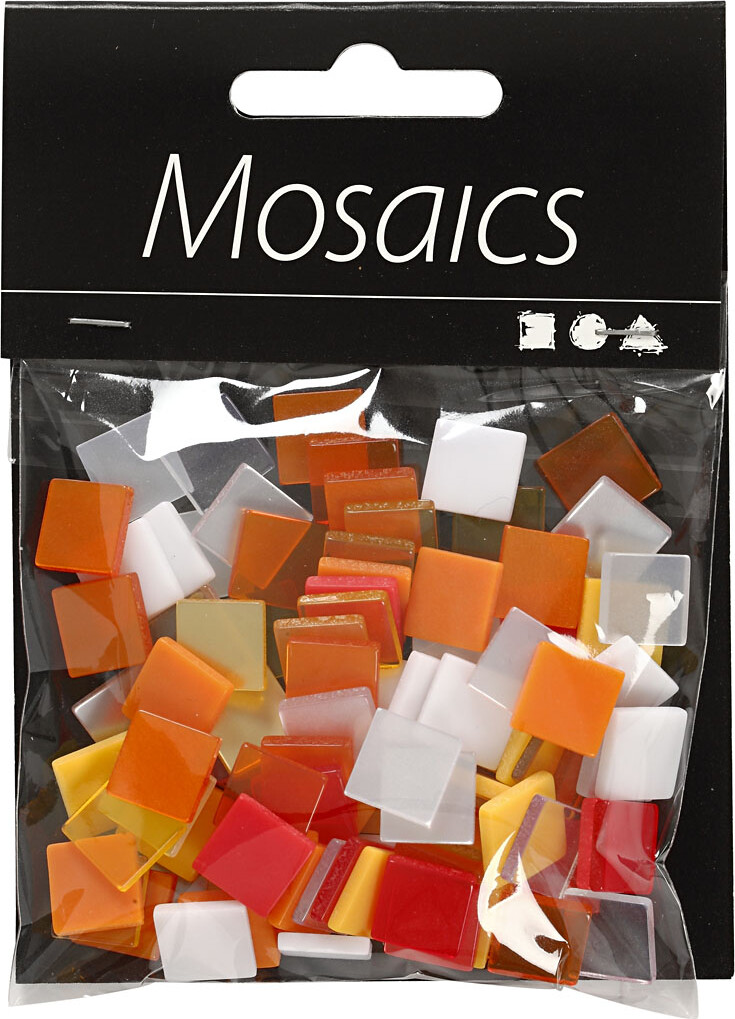 Minimosaik - Str 10X10 Mm - Tykkelse 2 Mm - Rødorange Harmoni - 25 G