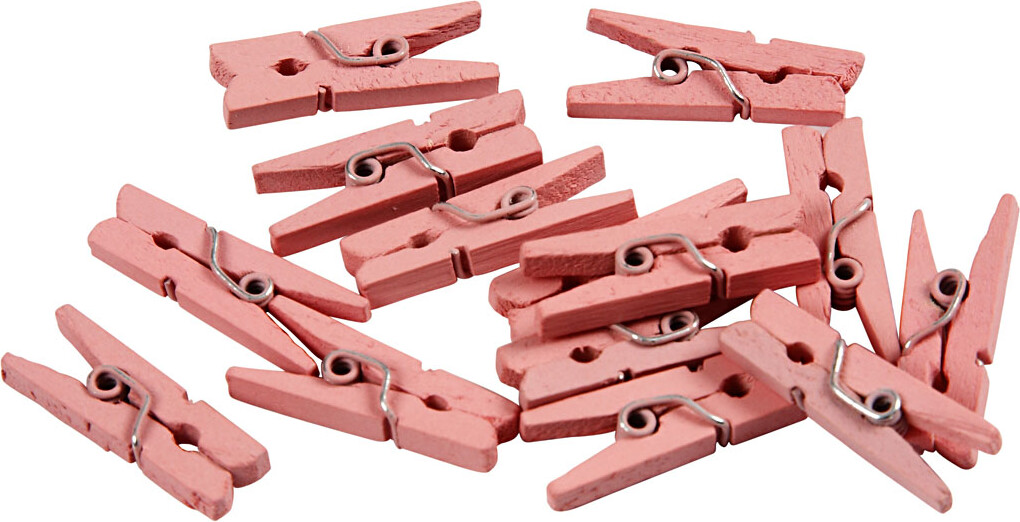 Minitøjklemme - L 25 Mm - B 3 Mm - Lyserød - 36 Stk