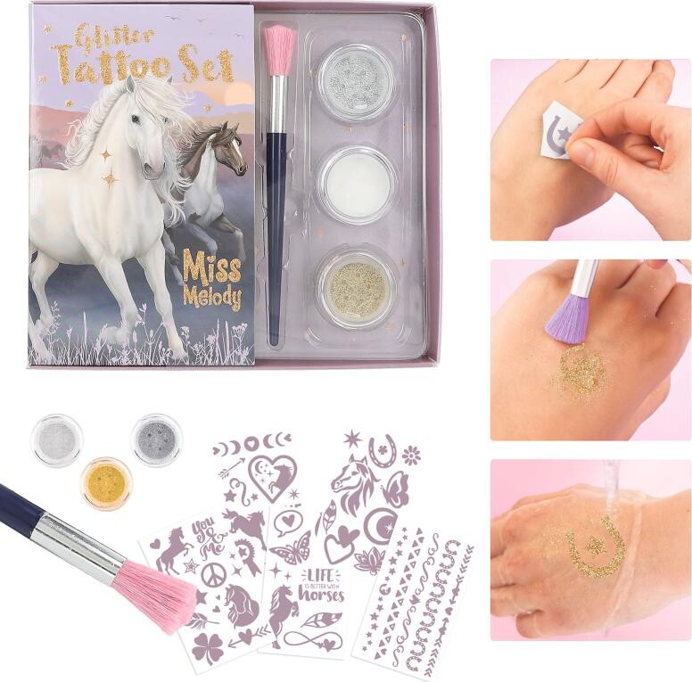 Miss Melody - Glitter Tattoo Sæt Til Børn