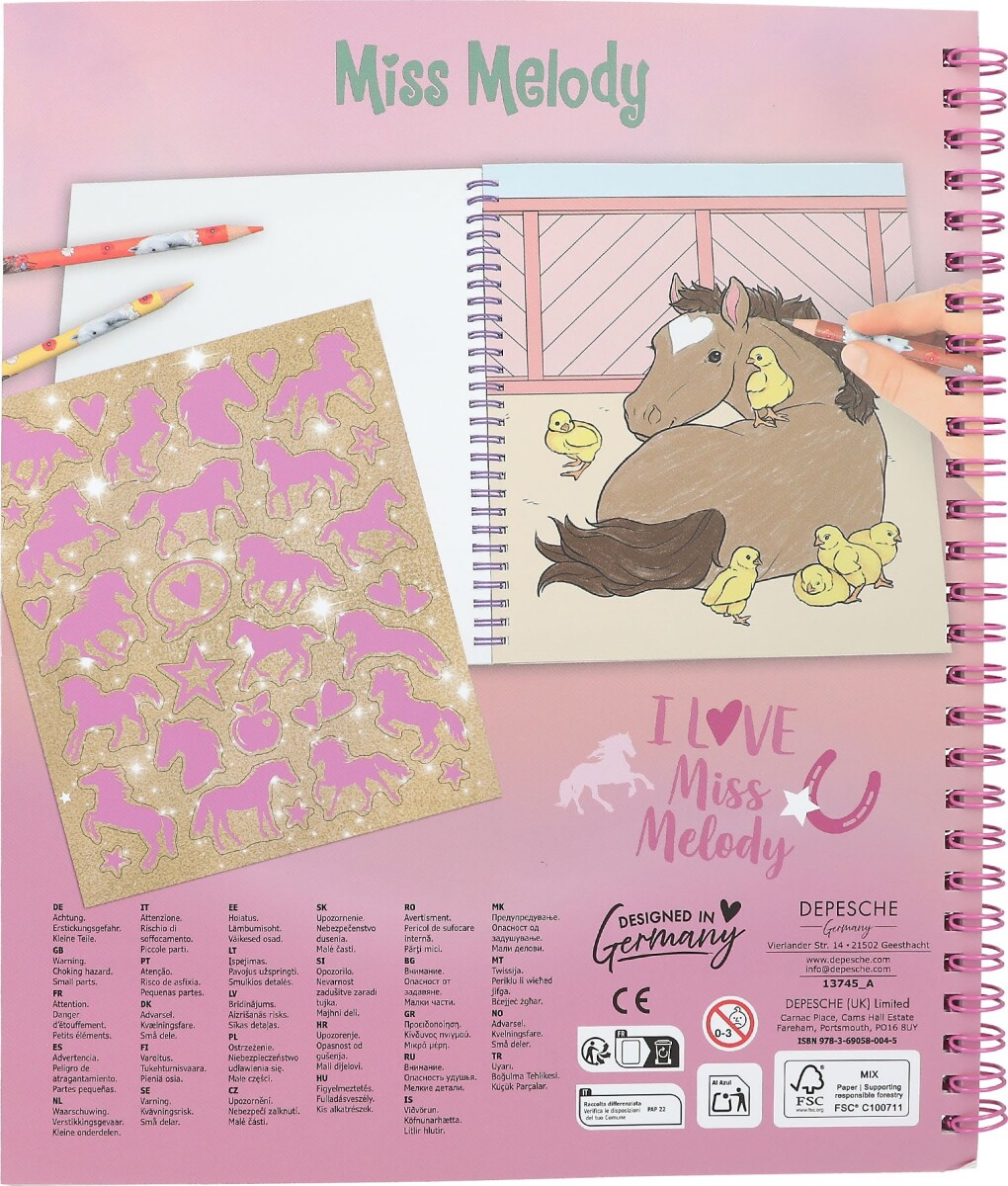 Miss Melody - Malebog Mpels Og Pailletter
