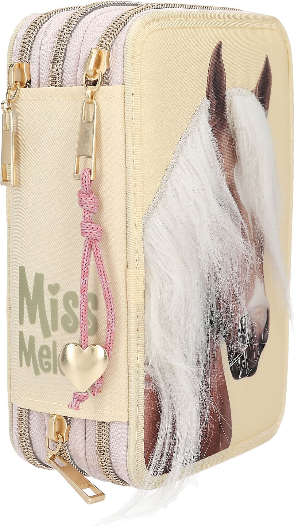 Miss Melody - Penalhus Med Hest - 3 Rum Med Indhold - Lys Gul