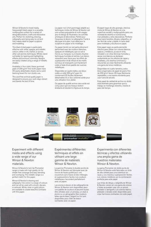 Sort Tegnepapir - A4 - 25 Sider - Mixed Media Black - Winsor Newton