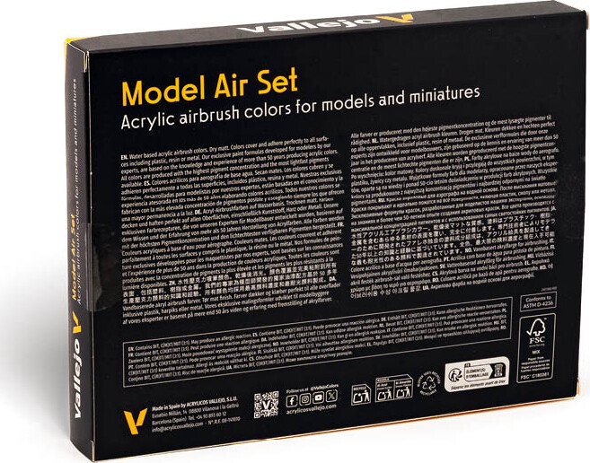 Vallejo - Model Air Maling Sæt - Metallic - 16X17 Ml