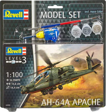 Revell - Ah-64A Apache Helikopter Byggesæt Inkl Maling - 1 100 - Level 3 -