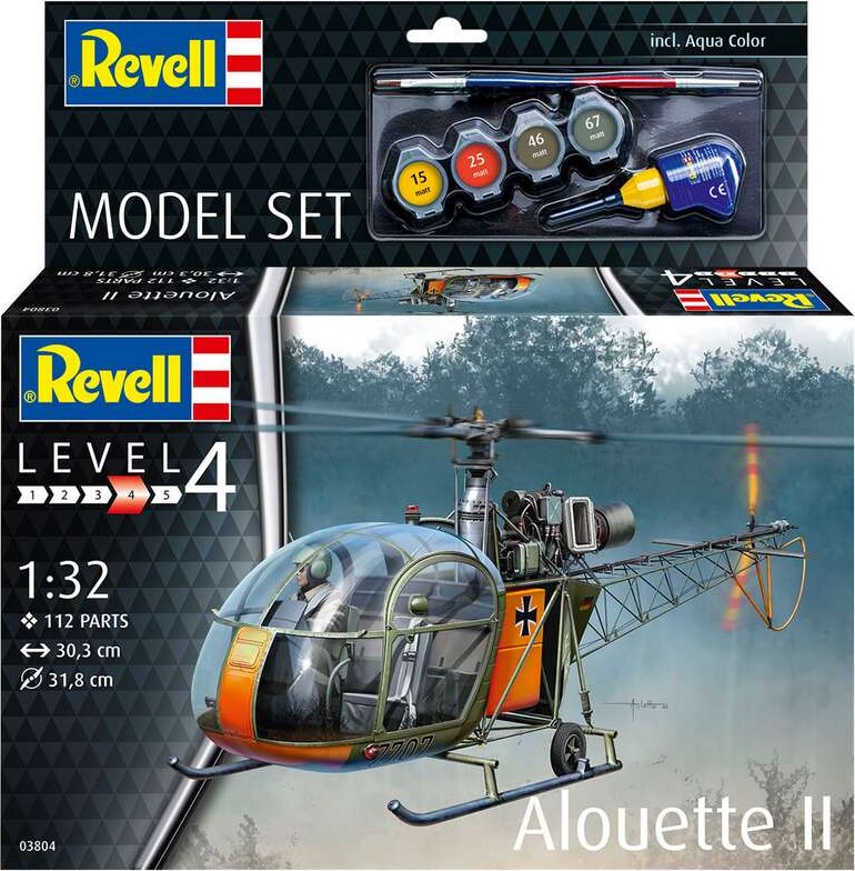 Revell - Alouette Ii Model Helikopter - Level 4 - 1 32 - 63804