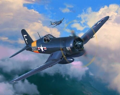Revell - F4U-4 Corsair Male Byggesæt Modelfly - Level 3 - 63955