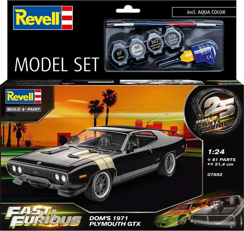 Revell - Fast Furious - Dominics Plymouth Gtx Bil Byggesæt Inkl Maling - 1