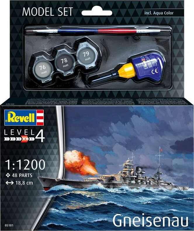 Revell - Gneisenau Modelskib Byggesæt - 1 1200 - Level 4 - 65181