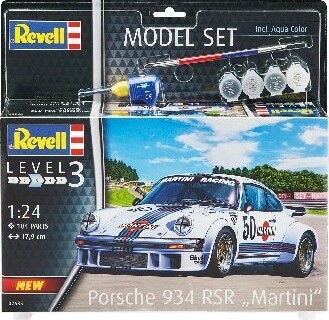 Revell - Porsche 934 Martini Bil Byggesæt Inkl Maling - 1 24 - Level 3 -