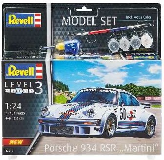 Revell - Porsche 934 Martini Bil Byggesæt Inkl Maling - 1 24 - Level 3 -