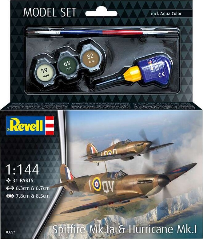Revell - Spitfire Mkia Og Hurricane Mki - 1 144 - Level 3 - 63771