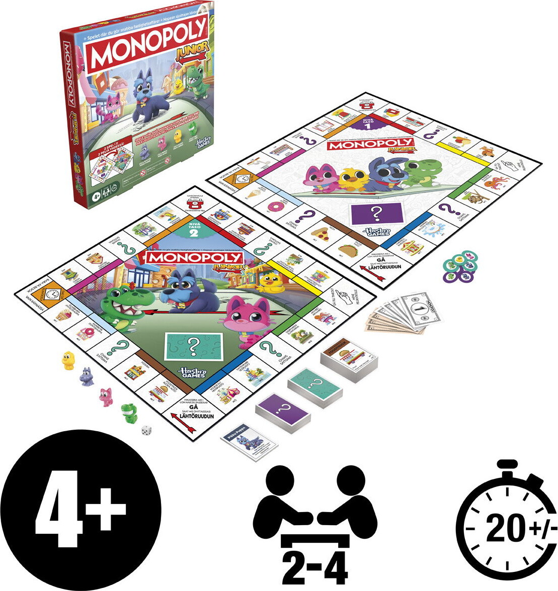 Monopoly Junior - 2-I-1 Brætspil - Hasbro Games G1856