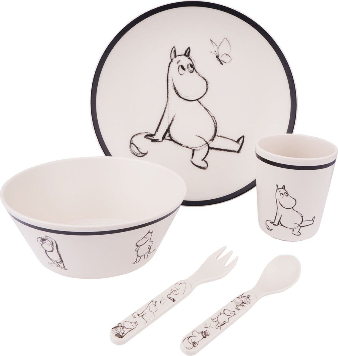 Moomin - Spisesæt Til Børn - Mumitroldene - Plastik - 5 Dele