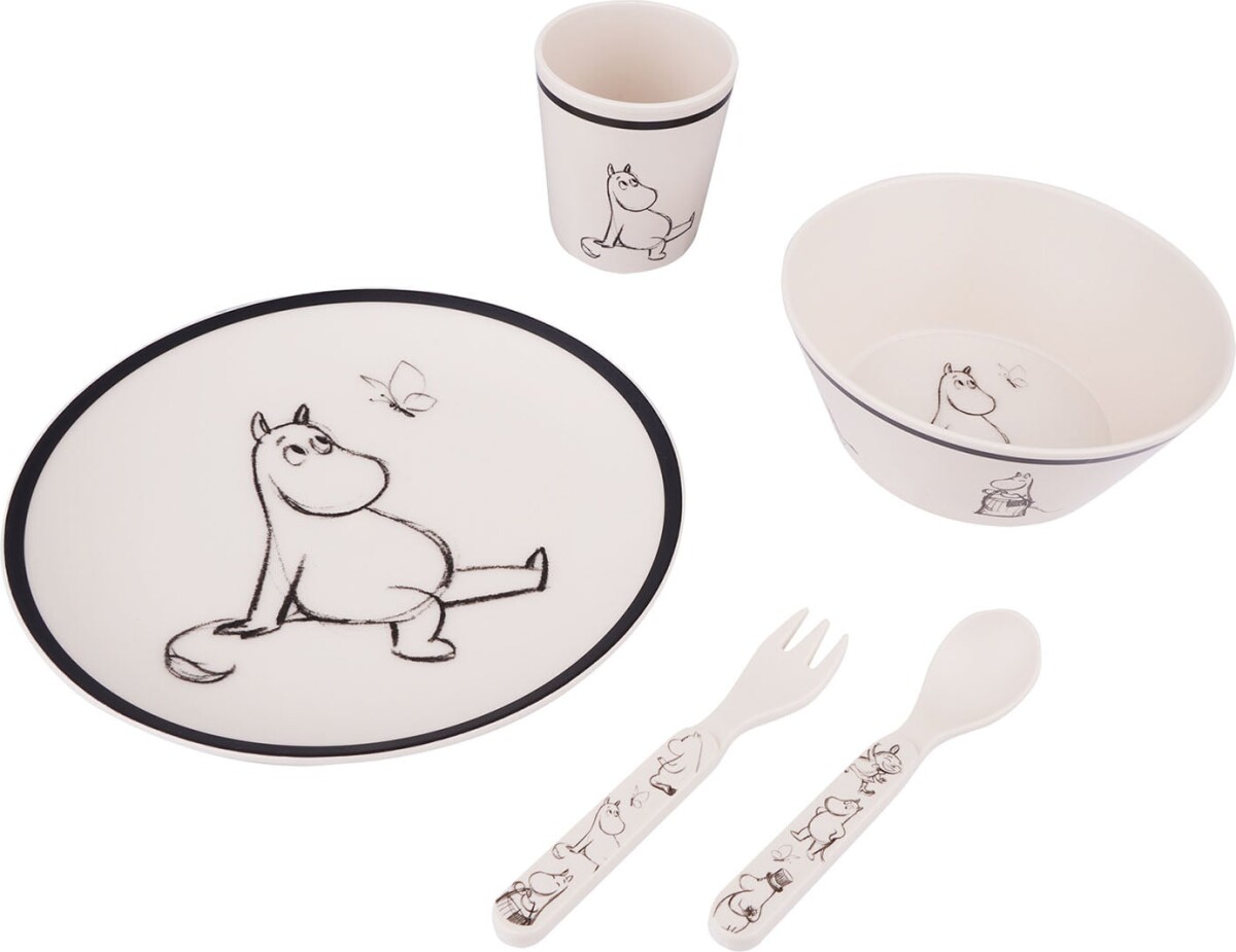 Moomin - Spisesæt Til Børn - Mumitroldene - Plastik - 5 Dele