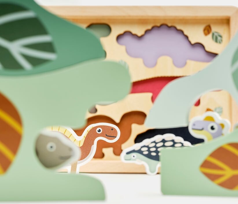 Moover - Gemte Dinosaur Rammepuslespil - Træ