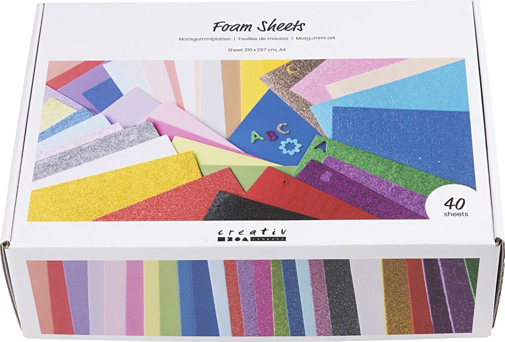 Mosgummi Ark - A4 - Ark 210X297 Cm - Assorterede Farver - 40 Ark