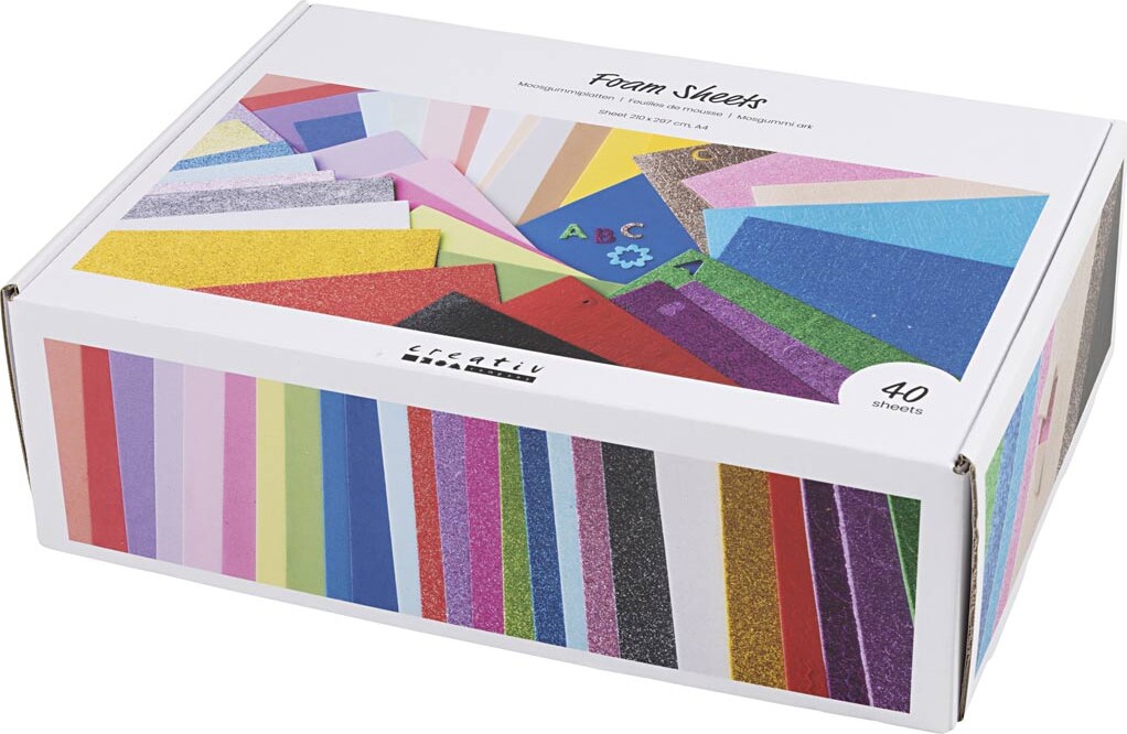 Mosgummi Ark - A4 - Ark 210X297 Cm - Assorterede Farver - 40 Ark