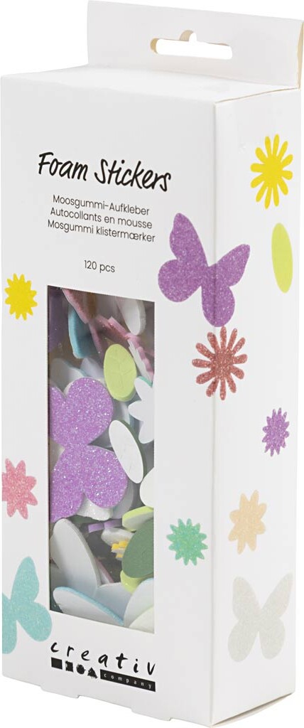 Mosgummi Klistermærker - Sommerfugl - Blomst - Blad - Selvklæbende - Str