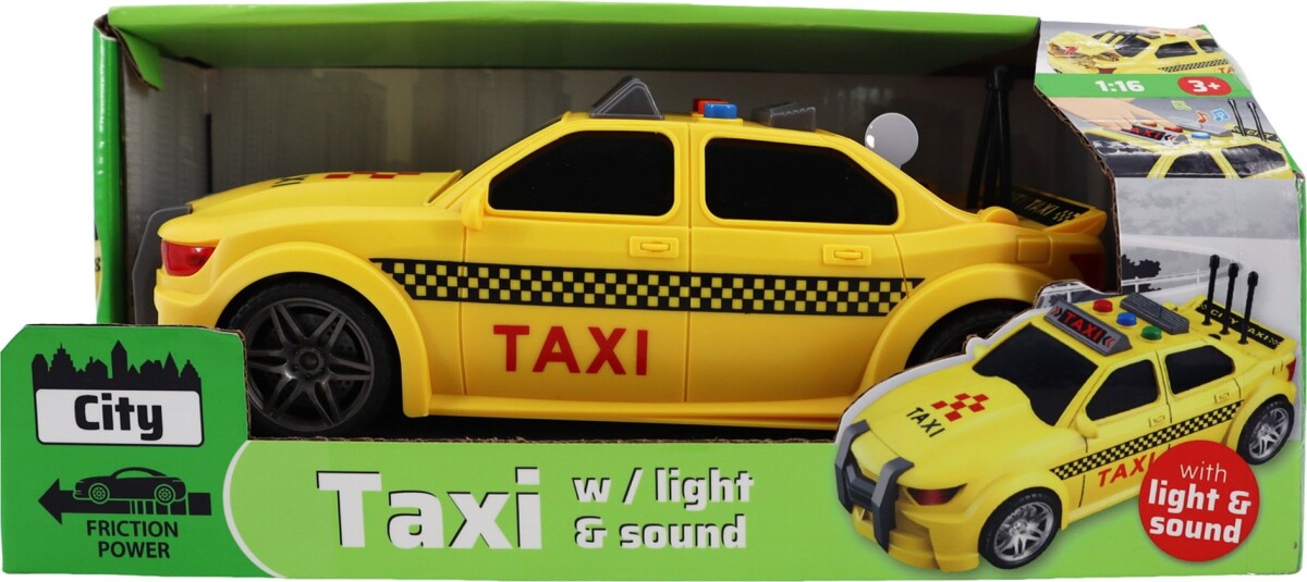 Taxi Legetøj Til Børn - Med Lys Og Lyd - Friktionsmotor
