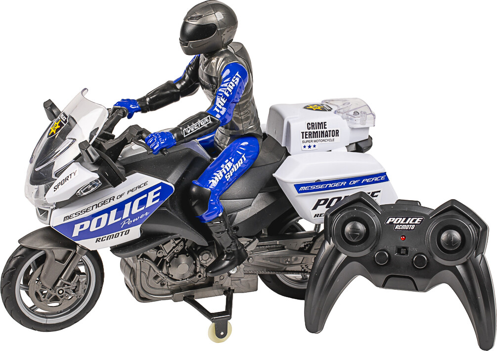 Tec-Toy - Motosport Rc Fjernstyret Politimotorcykel - 1 8 - Blå