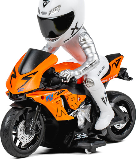 Tec-Toy - Orange Fjernstyret Motorcykel - Thunder Riders - Lys Lyd