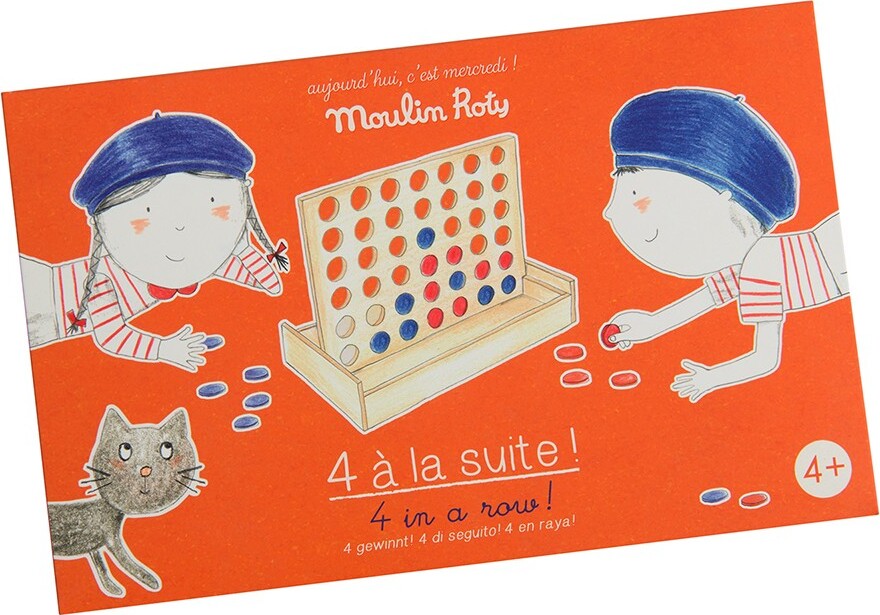 4 På Stribe Spil I Træ - Moulin Roty