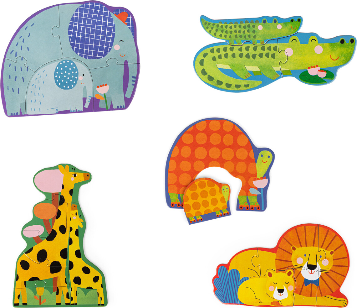 Moulin Roty - 5 Dyr Puslespil - 2-6 Brikker