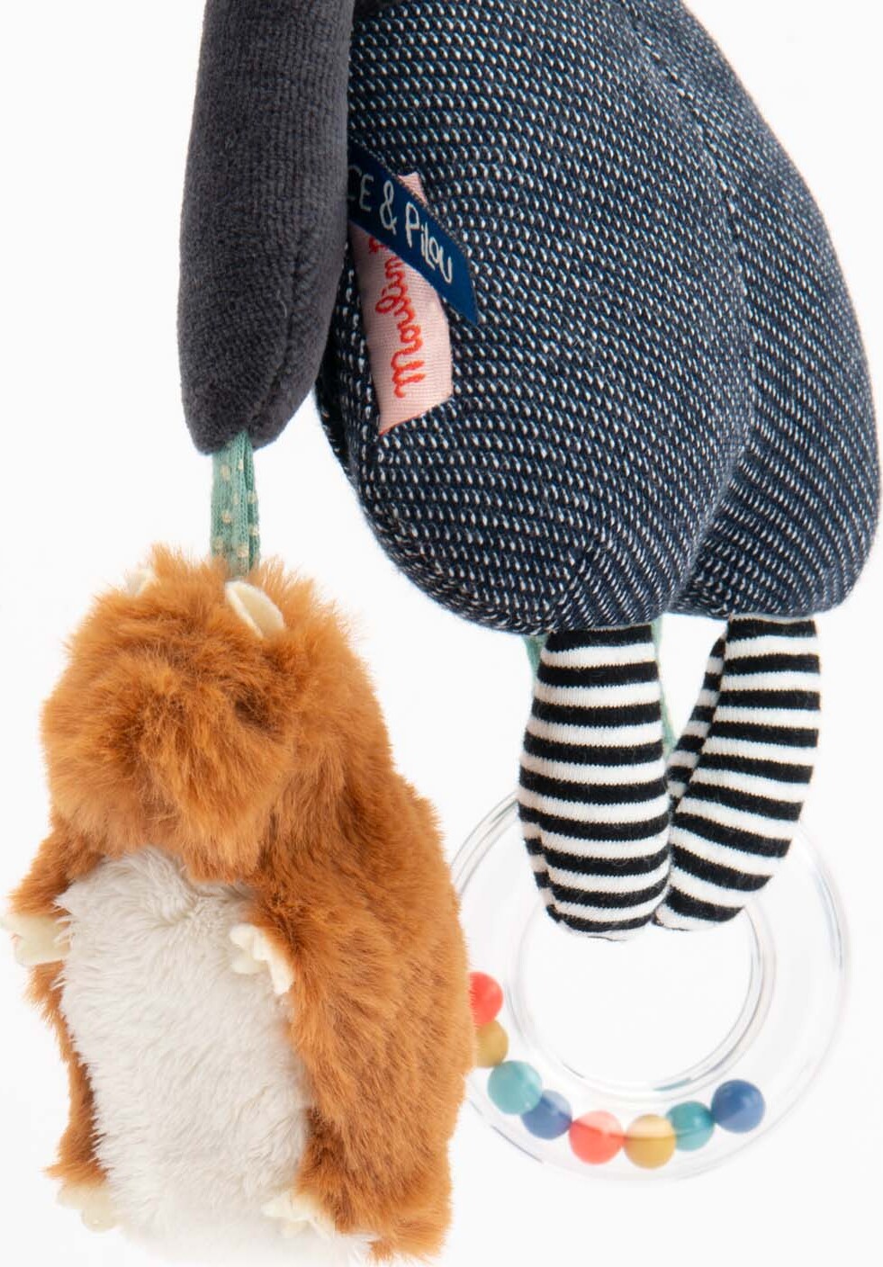 Moulin Roty - Aktivitetstøjdyr Med Ophæng - Hunden Puce - Puce Og Pilou