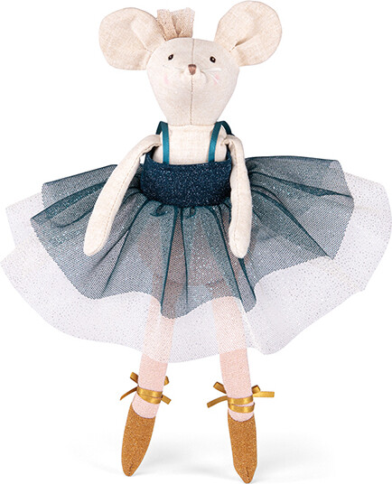 Moulin Roty - Ballerina Mus Bamse Med Tøj I Kuffert - Suzie - 26 Cm