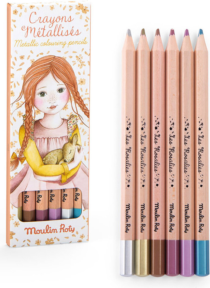 Moulin Roty - Farveblyanter 6 Stk - Metalliske - Les Rosalies