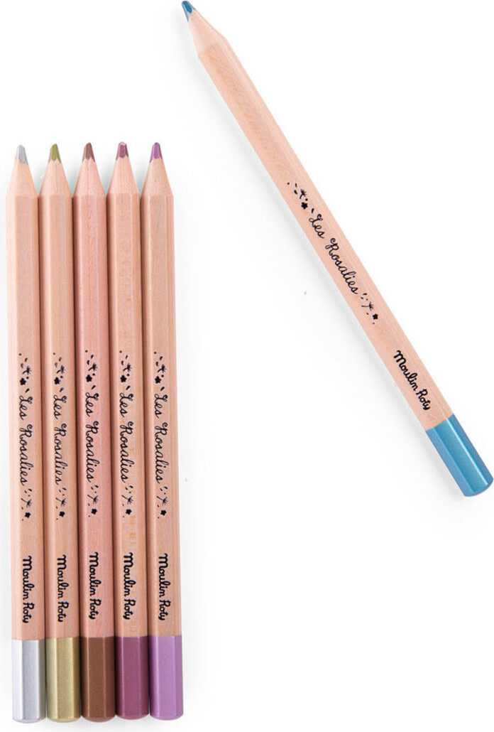 Moulin Roty - Farveblyanter 6 Stk - Metalliske - Les Rosalies