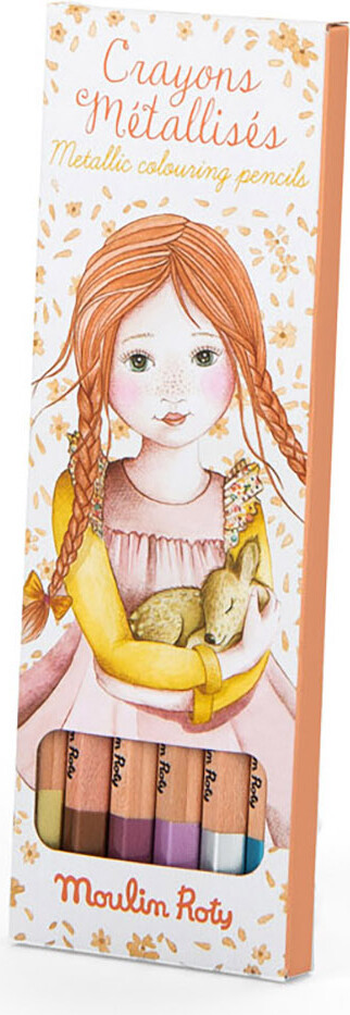 Moulin Roty - Farveblyanter 6 Stk - Metalliske - Les Rosalies
