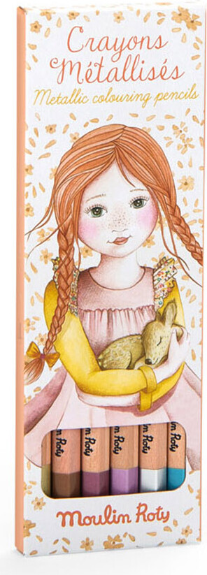 Moulin Roty - Farveblyanter 6 Stk - Metalliske - Les Rosalies