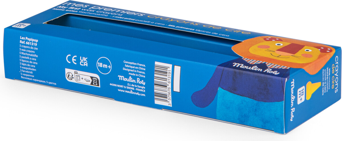 Moulin Roty - Farvekridt Til Små Børn - Les Popipop - 5 Stk