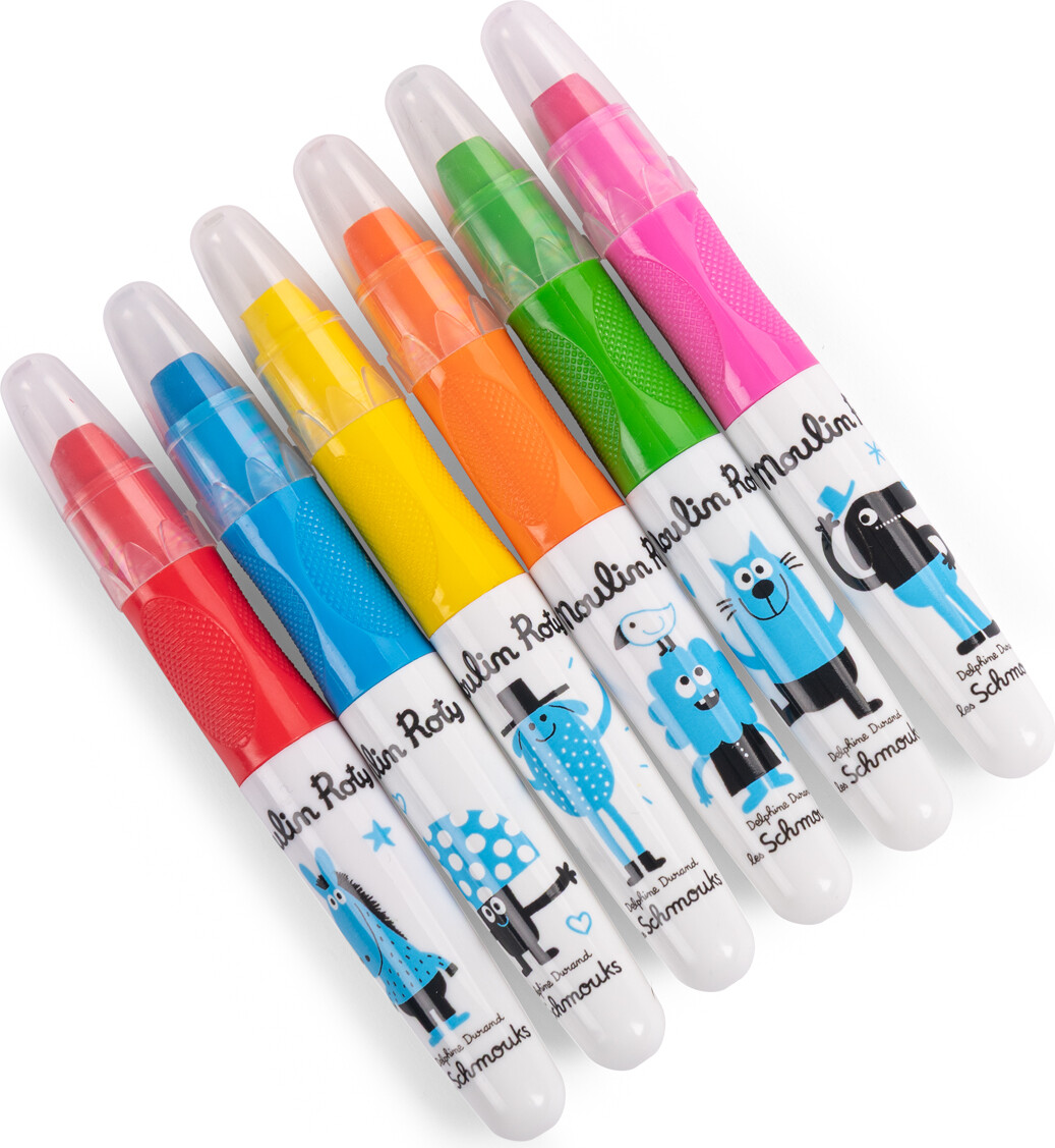 Moulin Roty - Farvekridt 6 Stk - Multi-Surface Neon - Les Schmouks