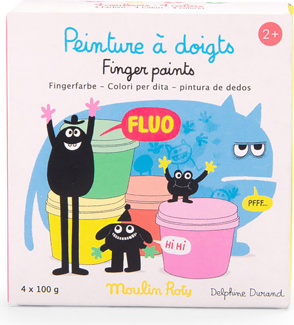 Moulin Roty - Fingermaling 4 X 100 G - Neonfarvet - Les Schmouks