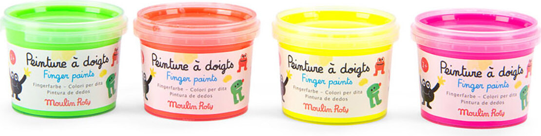 Moulin Roty - Fingermaling 4 X 100 G - Neonfarvet - Les Schmouks