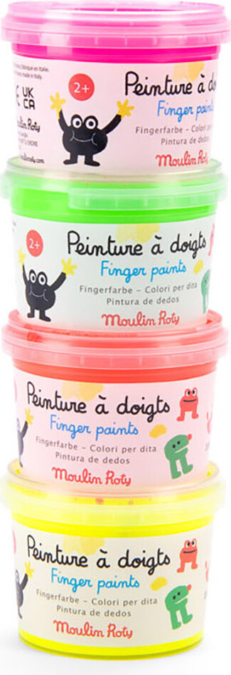 Moulin Roty - Fingermaling 4 X 100 G - Neonfarvet - Les Schmouks