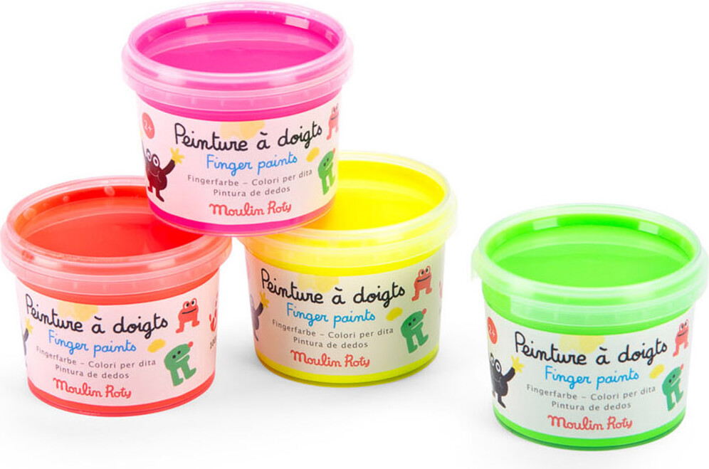 Moulin Roty - Fingermaling 4 X 100 G - Neonfarvet - Les Schmouks