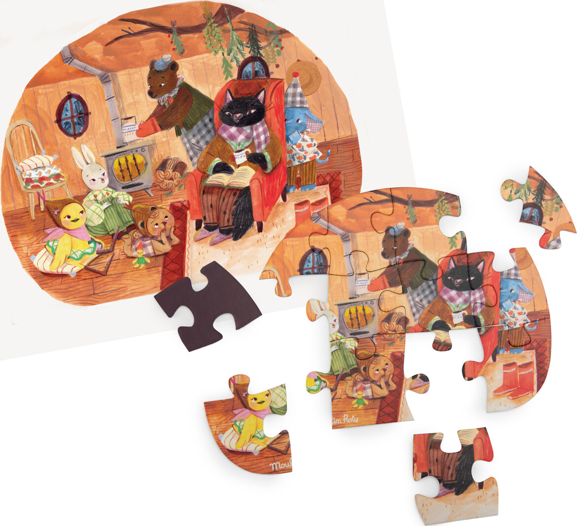 Moulin Roty - Les Minouchkas Mini Puslespil - 4X12 Brikker - En Fantastisk