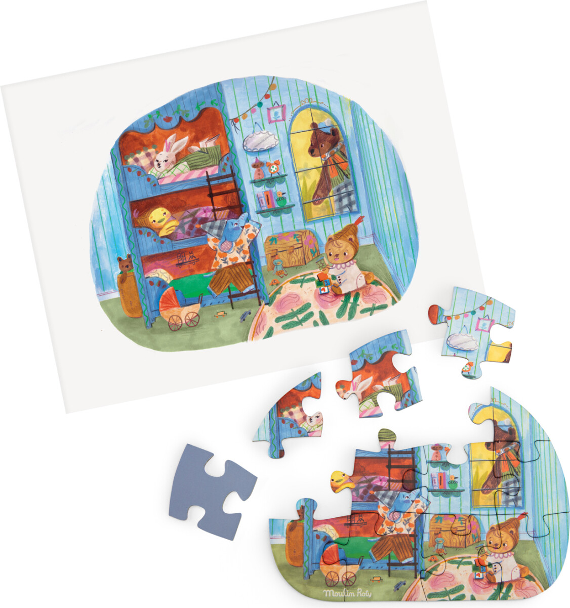 Moulin Roty - Les Minouchkas Mini Puslespil - 4X12 Brikker - En Fantastisk