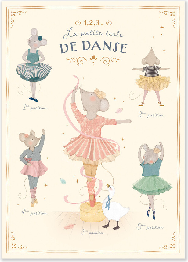 Moulin Roty - Plakat Med Dansemus 50 X 70 Cm - La Petite Ecole De Danse