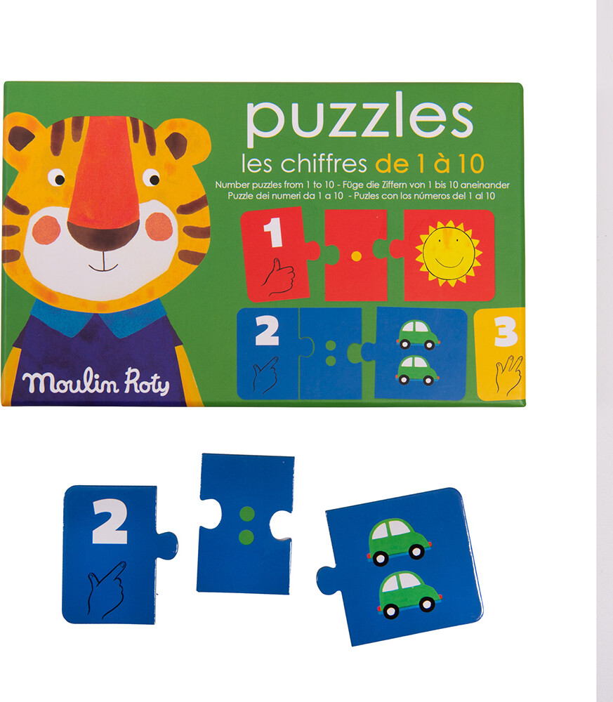 Moulin Roty - Les Chiffres Puslespil - 10X3 Brikker - Lær At Tælle